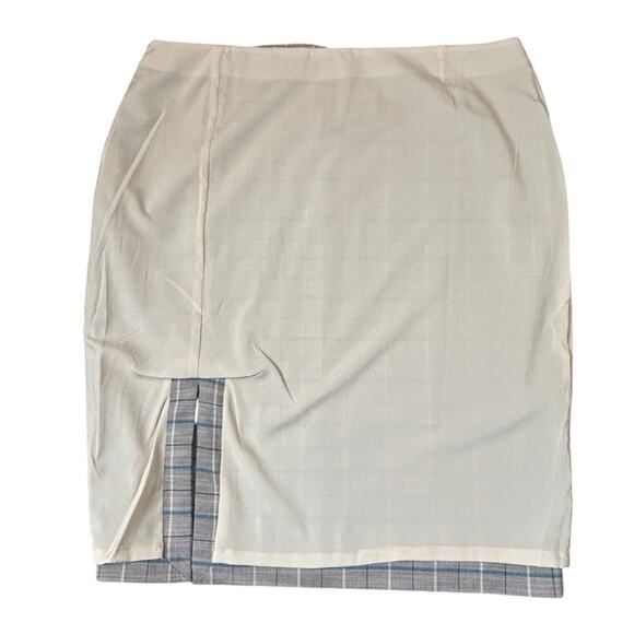 Tahari ASL Plaid Skirt Womens Size 18 Tan Black Turquoise Lined Career Work NWT - Picture 5 of 12